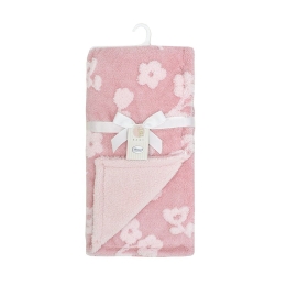 Κουβέρτα Βρεφική Sherpa Jacquard Flower 09 Coral DimCol Αγκαλιάς 75x100cm Πολυέστερ