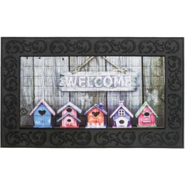 Πατάκι Εισόδου Venga 001 Birdhouses Welcome 45X75cm Black-Multi Sdim 45X75