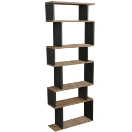 Βιβλιοθήκη Iolmi 321-000018 60x19,5x160cm Anthracite-Oak