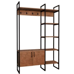 Έπιπλο Εισόδου Thoj 321-000061 120x34x180cm Οak-Black Μελαμίνη,Μέταλλο