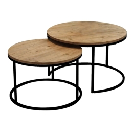 Τραπέζια Σαλονιού Solme 321-000078 (Σετ 2Τμχ) 75x75x45/60x60x40cm Natural-Black