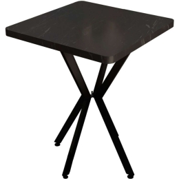 Τραπέζι Prestone 321-000082 70x70x75cm Marble Effect Black Μελαμίνη,Μέταλλο