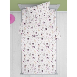 Σεντόνια Παιδικά Lily & Deer 179 (Σετ 2τμχ) White-Pink DimCol Μονό 160x240cm 100% Βαμβάκι
