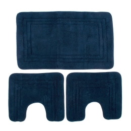 Πατάκια Μπάνιου Zucchi (Σετ 3τμχ) Navy Blue DimCol 55X90 100% Βαμβάκι