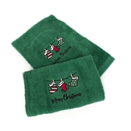 Πετσέτες Χριστουγεννιάτικες Christmas Socks (Σετ 2τμχ) Green DimCol Σετ Πετσέτες 50x90cm