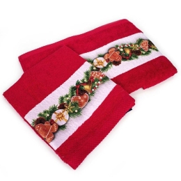 Πετσέτες Χριστουγεννιάτικες Christmas Ornaments (Σετ 2τμχ) Red DimCol Σετ Πετσέτες 50x90cm