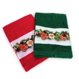 Πετσέτες Χριστουγεννιάτικες Christmas Ornaments (Σετ 2τμχ) Red-Green DimCol Σετ Πετσέτες 40x60cm