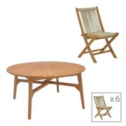 Τραπεζαρία Κήπου Banou-Colen (Σετ 7Τμχ) 340-000037 Natural 7 Θέσεων
