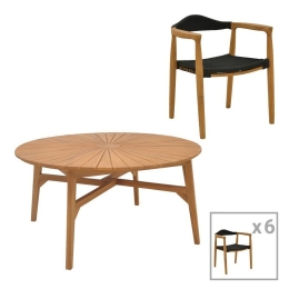 Τραπεζαρία Κήπου Ganny-Colen 340-000039 (Σετ 7Τμχ) Natural-Black 7 Θέσεων