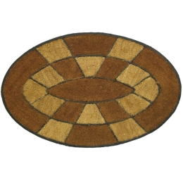 Πατάκι Εισόδου Indian 002 Oval 60X90cm Beige-Red Sdim 60 X90