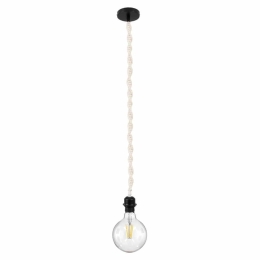 Φωτιστικό Οροφής Μακραμέ Shaqra 36216 E27 Φ4x110cm Black GloboStar