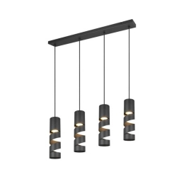 Φωτιστικό Οροφής - Ράγα Stream 364000432 80x9x150cm 4xGU10 10W Black Trio Lighting