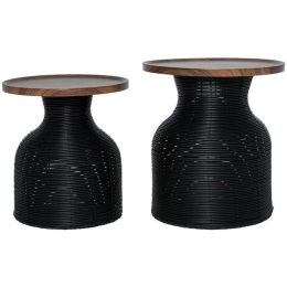 Τραπεζάκια Σαλονιού (Σετ 2Τμχ) 374-225-583 40x40x47/45x45x51cm Black-Brown