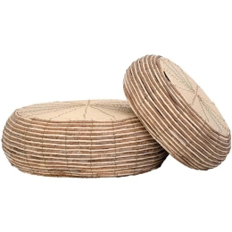 Σκαμπό Ψάθινα (Σετ 2Τμχ) 374-225-591 62x62x20/46x46x19cm Natural