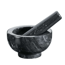 Γουδί με Γουδοχέρι (Σετ 2τμχ) 1002431011 Φ11x7cm Black-White Kuchenprofi Μάρμαρο
