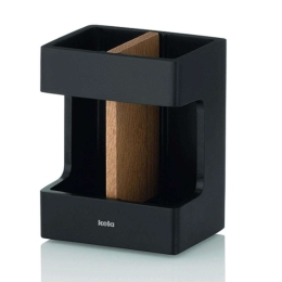 Ποτηροθήκη Cube 23688 8,5x6,5x11,5cm Black-Natural Kela Polyresin, Bamboo
