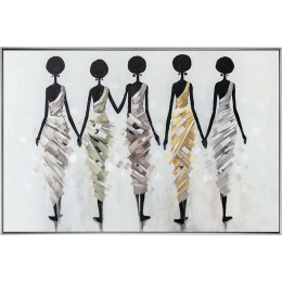 Πίνακας Καμβάς Αφρικανές 15-00-94023 152,5x5,5x102,5cm Multi Marhome Οριζόντιοι Ξύλο, Καμβάς