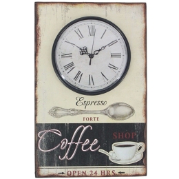 Ρολόι Τοίχου Coffee 15-00-15736 23x36cm Multi Marhome Ξύλο,Γυαλί