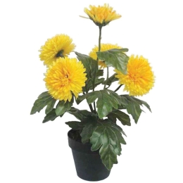 Τεχνητό Φυτό Χρυσάνθεμο Σε Κασπώ 04-00-24186-1 40cm Green-Yellow Marhome Συνθετικό Υλικό