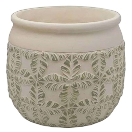 Κασπώ Φύλλα 06-00-23454 Φ16,5x14cm Ecru-Green Marhome Κεραμικό