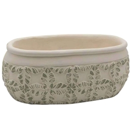 Κασπώ Φύλλα 06-00-23457 24x11,5x9,5cm Ecru-Green Marhome Κεραμικό