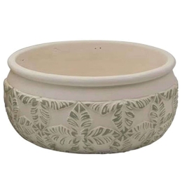 Κασπώ Φύλλα 06-00-23459 Φ20x9cm Ecru-Green Marhome Κεραμικό