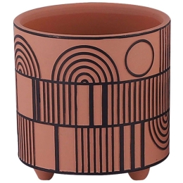 Κασπώ Ανάγλυφα Γραμμικά 06-00-24506 Φ17x16,5cm Terracotta-Black Marhome Κεραμικό