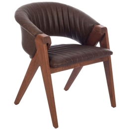 Πολυθρόνα Volk 783-1514-A 60x65x75cm Walnut-Brown Ξύλο,Τεχνόδερμα