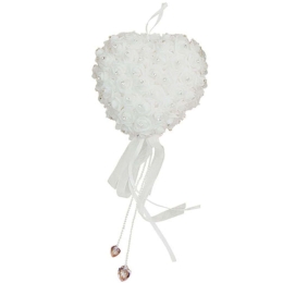 Κρεμαστά Τριαντάφυλλα Καρδιά 00-00-7275-18 18cm White Marhome Ύφασμα