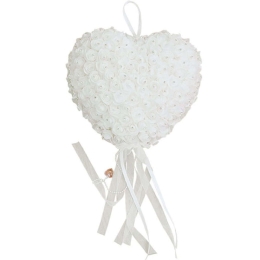 Κρεμαστά Τριαντάφυλλα Καρδιά 00-00-7275-30 30cm White Marhome Ύφασμα