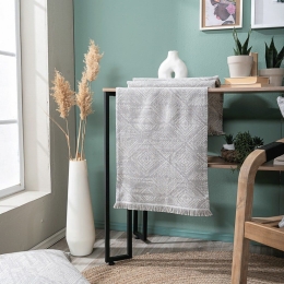 Τραβέρσα Izola 04 All Over Grey Teoran 45X180 Βαμβάκι-Πολυέστερ