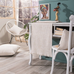 Τραβέρσα Milazzo 01 Ecru Teoran 45X180 Βαμβάκι-Πολυέστερ