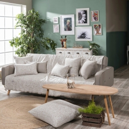 Ριχτάρι Milazzo 02 Beige Teoran Τριθέσιο 180x300cm Βαμβάκι-Πολυέστερ