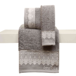 Πετσέτα Des. Karla 4.Grey Anna Riska Χεριών 30x50cm 100% Βαμβάκι