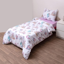 Παπλωματοθήκη Βρεφική Ηρώ (Σετ 2τμχ) White-Pink Viopros 120x160cm 100% Βαμβάκι