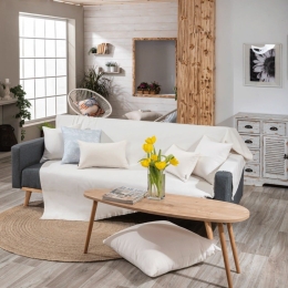 Ριχτάρι Ostia 01 Ecru Teoran Τριθέσιο 180x300cm Βαμβάκι-Πολυέστερ