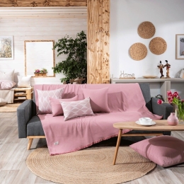 Ριχτάρι Ostia 06 Pink Teoran Πολυθρόνα 180x150cm Βαμβάκι-Πολυέστερ