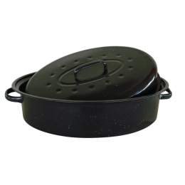 Γάστρα Εμαγιέ Οβάλ 731916 42x32x17cm Black Ankor Αλουμίνιο