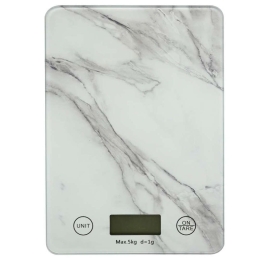 Ζυγαριά Κουζίνας Ηλεκτρονική 5kg 15x21,5x1,6cm Γυάλινη Μάρμαρο White Ankor Γυαλί