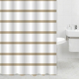 Κουρτίνα Μπάνιου Με 12 Κρίκους 831135 Beige-White Ankor 180Πx180Υ 180x180cm Πολυέστερ
