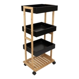 Μανάβης Τρόλεϊ 4 Θέσεων 831791 40x30x88cm Black-Natural Ankor Ξύλο