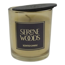 Αρωματικό Κερί Σε Δοχείο Serene Woods 833221 7x7x7,8cm Black-Beige Ankor Γυαλί