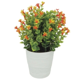 Τεχνητός Ευκάλυπτος Σε Κασπώ 00-00-21712-2 Φ11x27cm Multi-Orange Marhome Πηλός,Πλαστικό