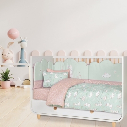 Σεντόνια Βρεφικά 4867 (Σετ 3τμχ) Mint-Somon-Grey Das Home Κούνιας 130x170cm Βαμβάκι-Πολυέστερ