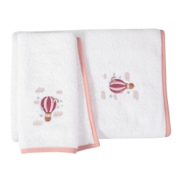 Πετσέτες Βρεφικές 8841 (Σετ 2τμχ) White-Pink Greenwich Polo Club Σετ Πετσέτες 70x130cm 100% Βαμβάκι