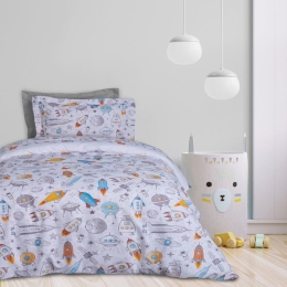 Σεντόνια Παιδικά 4877 (Σετ 3τμχ) Yellow-Grey-Blue Das Home Μονό 170x240cm Βαμβάκι-Πολυέστερ