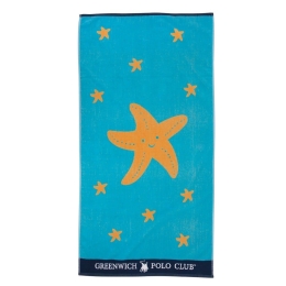 Πετσέτα Θαλάσσης Παιδική 3893 Light Blue-Orange Greenwich Polo Club Θαλάσσης 70x140cm 100% Βαμβάκι