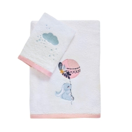 Πετσέτες Βρεφικές 4915 (Σετ 2τμχ) White-Pink Das Home Σετ Πετσέτες 70x140cm 100% Βαμβάκι