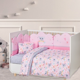 Σεντόνια Βρεφικά 4934 (Σετ 3τμχ) Pink-Grey Das Home Κούνιας 130x170cm 100% Βαμβάκι