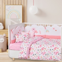 Σεντόνια Βρεφικά 4936 (Σετ 3τμχ) Pink-White Das Home Κούνιας 130x170cm 100% Βαμβάκι